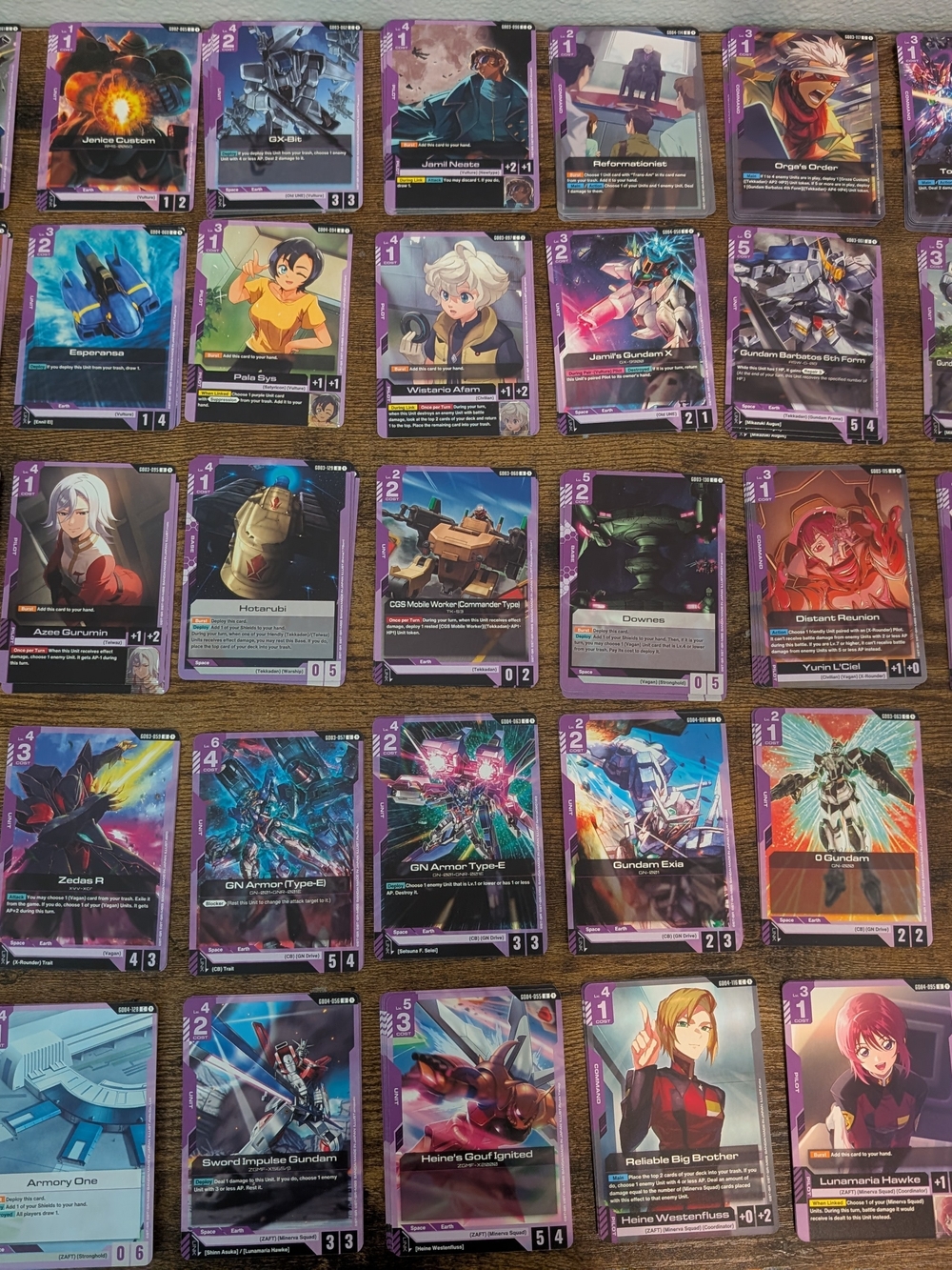 Lot 144 Near Mint Assorted Gundam Bandai Card Game Trading Cards (Purple Cards)